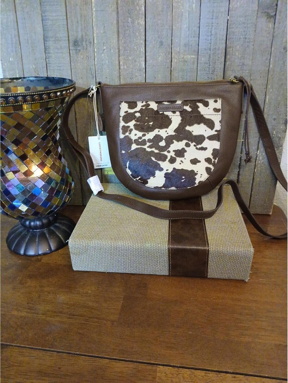 NwT Lucky Brand LK-Noel dark cappuccino leather calf hair crossbody shoulder bag